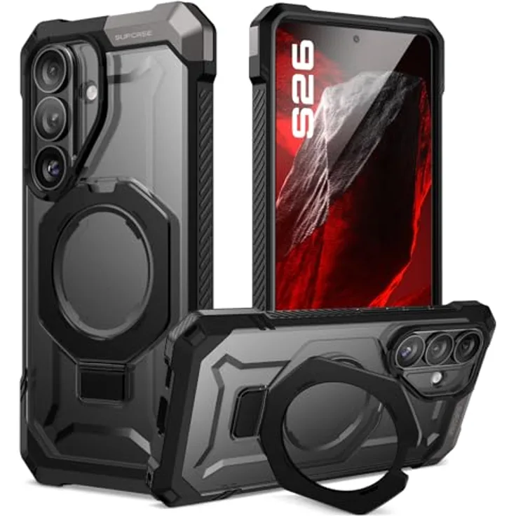SUPCASE Unicorn Beetle Grip Hülle für Samsung Galaxy S26 6,3'' mit Ringhalter, kabellos ladbar, schwarz, stoßfest und rutschfest