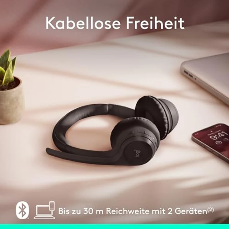 Logitech Zone 300 Wireless Bluetooth Headset mit Mikrofon und Geräuschunterdrückung - Schwarz – Bild 4
