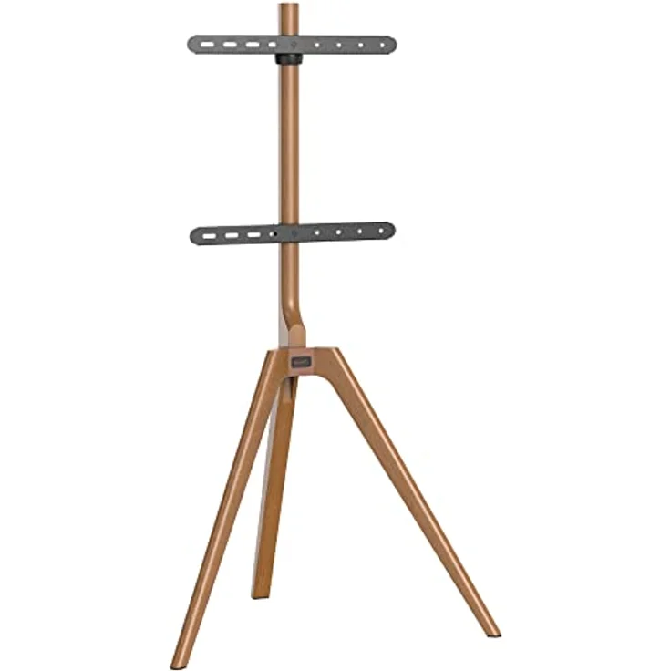 mywall TV Standfuß HT23L, TV-Ständer für Bildschirme 45-65 Zoll, TV Bodenständer aus rustikalem Massivholz in Nussbaum Optik, Universaler TV-Ständer mit Belastung bis zu 40 kg – Bild 1