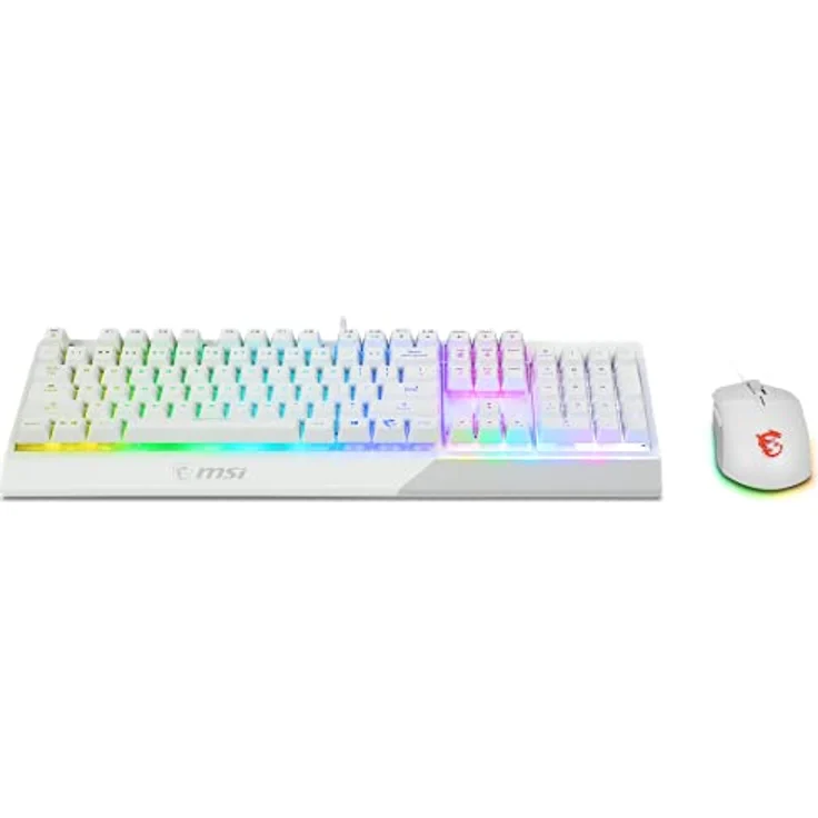 MSI Vigor GK30 Combo IT, Semi Mechanische Gaming-Tastatur + Maus Clutch GM11, RGB Mystic Light, Multimedia-Hotkey, wasserabweisend, italienisches Layout, weiß – Bild 5