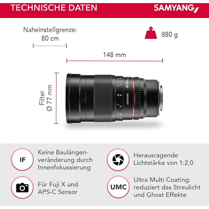 Samyang 135mm F2.0 Objektiv für Anschluss Fuji X – Bild 2