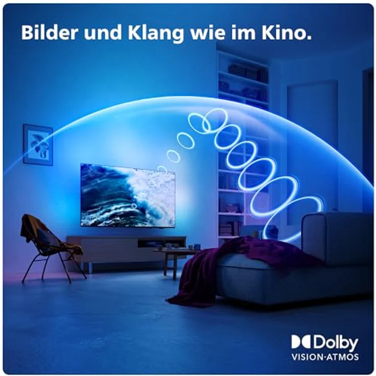 Philips Ambilight The Xtra 55PML9009 4K Quantum Dot MiniLED Smart TV - 55-Zoll Display mit P5 Perfect Picture Engine Ultra HD, Titan OS, Dolby Vision und Dolby Atmos Sound - Anthrazitgrau – Bild 4