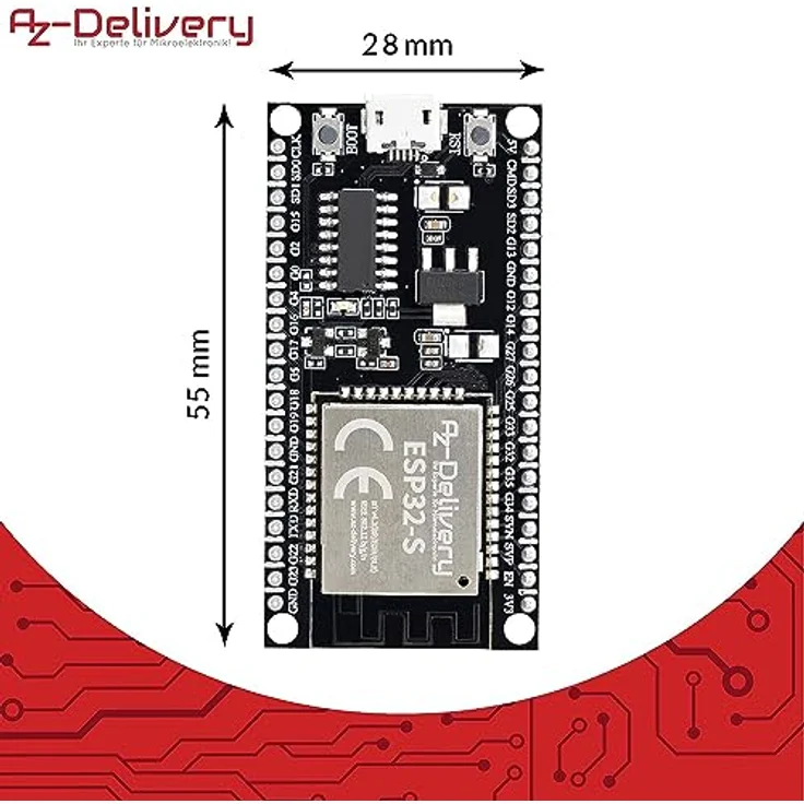 AZDelivery ESP32S NodeMCU WLAN WiFi Development Board mit CH340, kompatibel mit Arduino, inklusive E-Book, leistungsstarker ESP32S-Microcontroller, Dual-Mode Wi-Fi und Bluetooth-Chips, 40nm Low-Power-Technologie – Bild 4