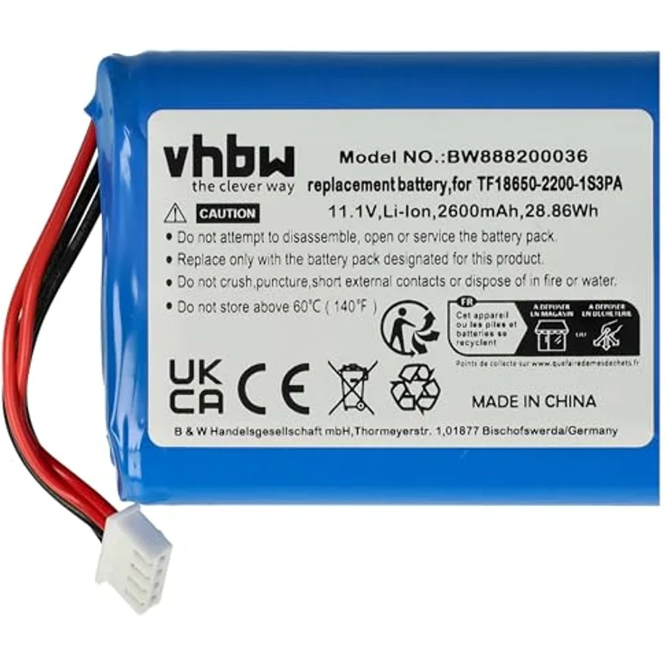 vhbw Akku passend für Marshall Stockwell Bluetooth Lautsprecher Box ersetzt TF18650-2200-1S3PA - (Li-Ion, 2600mAh, 11.1V) - Ersatzakku, Batterie – Bild 6