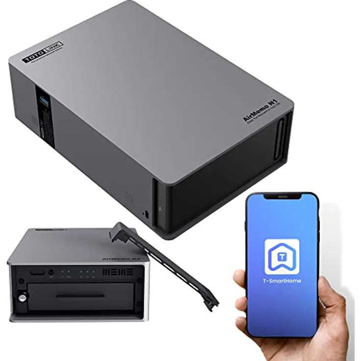 TOTOLINK AirMemo N1 NAS Server Netztwerkspeicher USB 3.0 1000Mbps LAN 2 GB RAM Home Server Zusatzspeicher Automatic Backup NAS Speicher 1xSATA NAS SSD/HDD Android iOS Windows Kompatibel