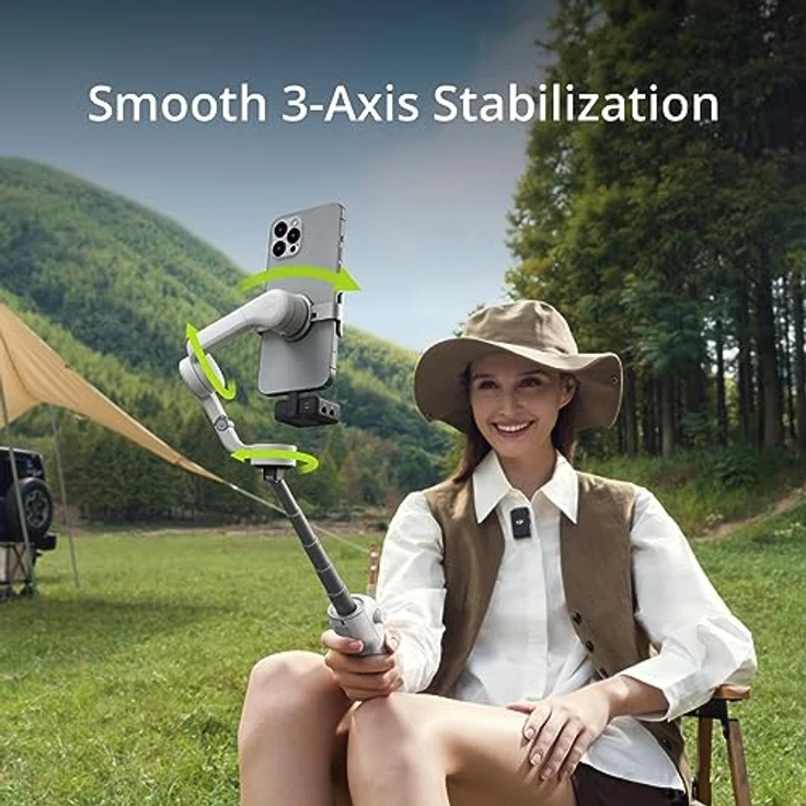 DJI Osmo Mobile 6, Smartphone-Gimbal mit 3-Achsen-Stabilisierung, integrierter Verlängerungsstab, Gestensteuerung, Bluetooth, zusammenklappbar, Platinum Gray – Bild 3