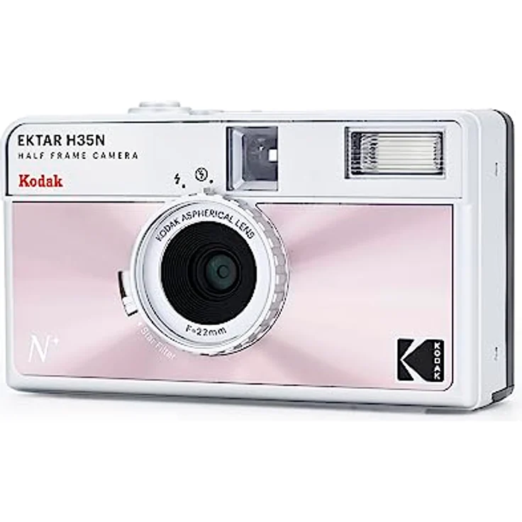 Kodak Half Frame Film Camera EKTAR H35N Pink Kompaktkamera mit innovativem Design und zwei Fotos auf einem Abzug – Bild 2