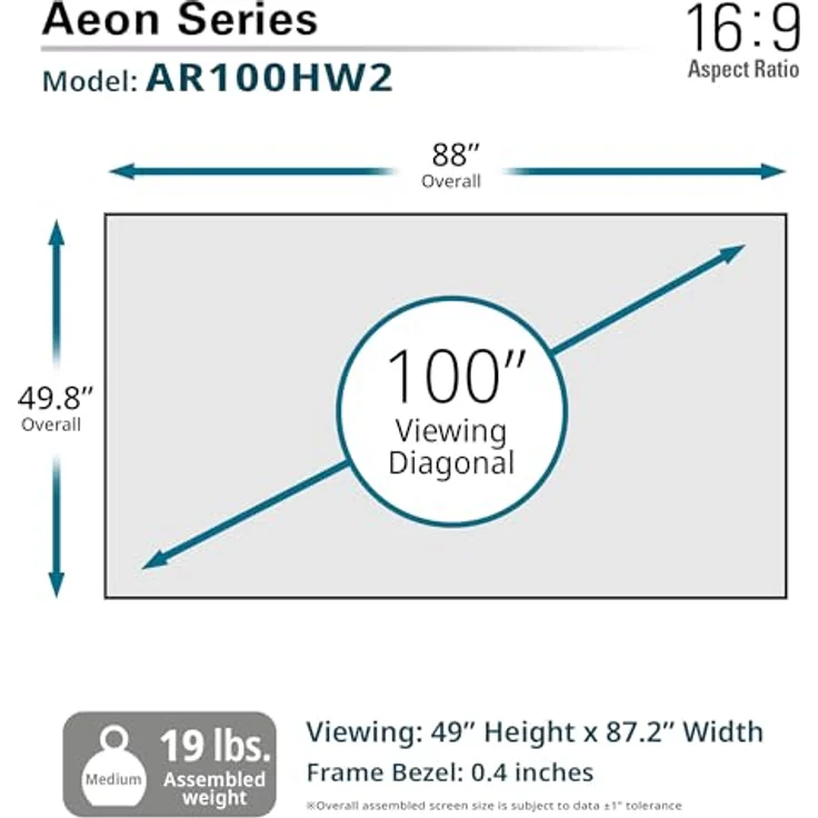 Elite Screens Aeon Edge Free AR100WH2 Rahmenleinwand kein sichtbarer Rahmen 221,0cm x 124,0cm (BxH) 16:9 – Bild 8