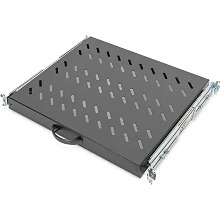 ASSMANN DIGITUS Ausziehbarer Fachboden schwarz, 1HE, Traglast bis 25 kg, 30x483x368 mm