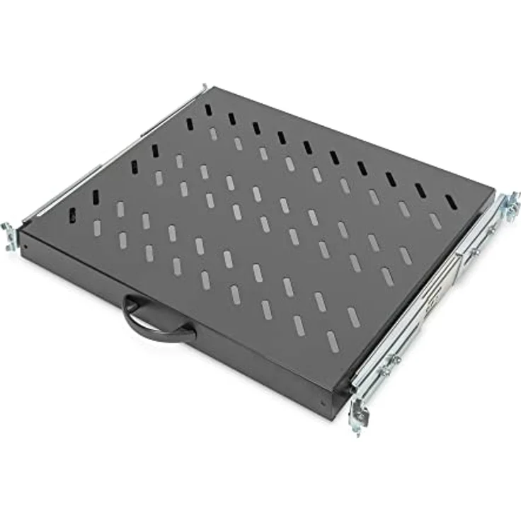 ASSMANN DIGITUS Ausziehbarer Fachboden schwarz, 1HE, Traglast bis 25 kg, 30x483x368 mm – Bild 1