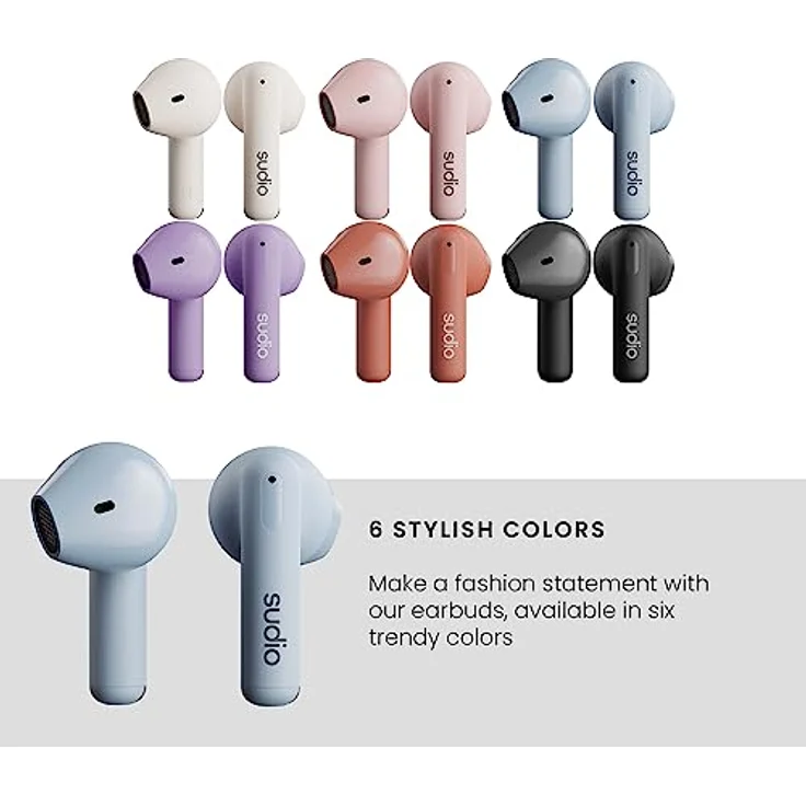 Sudio A1BLU, True Wireless Stereo Kopfhörer mit IPX4 Wasserfestigkeit, Bluetooth und USB Typ-C, Blau – Bild 3