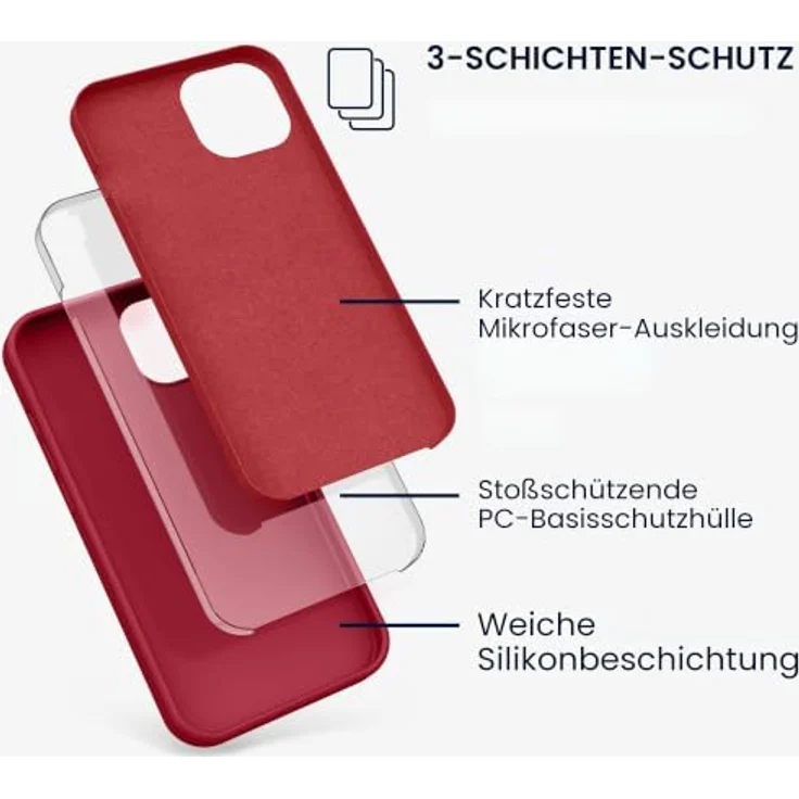 kwmobile Handyhülle für iPhone 13, Silikon Case in Klassisch Rot, kabelloses Laden, griffiges Design, robust und elastisch – Bild 2
