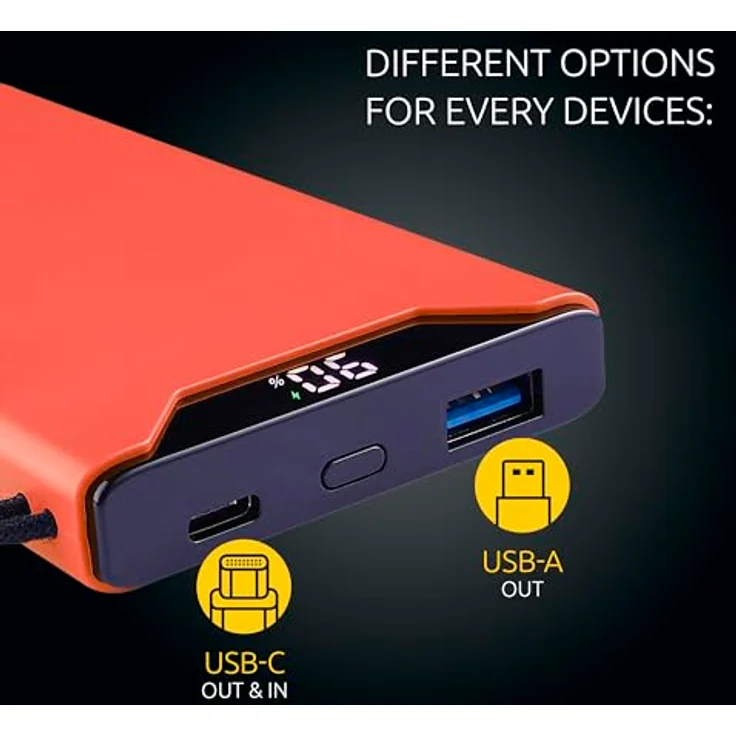 Intenso Powerbank F10000, externer Akku mit PD (20W) & QC (18W), USB-C und USB-A Anschluss, 10000mAh, Orange – Bild 3