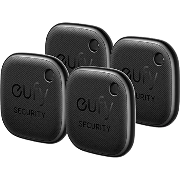 eufy Security SmartTrack Link (Schwarz, 4er-Pack) Schlüsselfinder, Kompatibel mit Apple Find My (iOS), Bluetooth-Tracker für Ohrhörer und Gepäck, Telefonfinder, wasserdicht