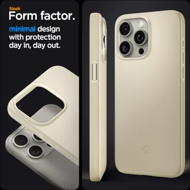 Spigen Thin Fit Hülle Kompatibel mit iPhone 15 Pro - Mute Beige - Matte Oberfläche, Flexibilität und maßgeschneidert – Bild 3