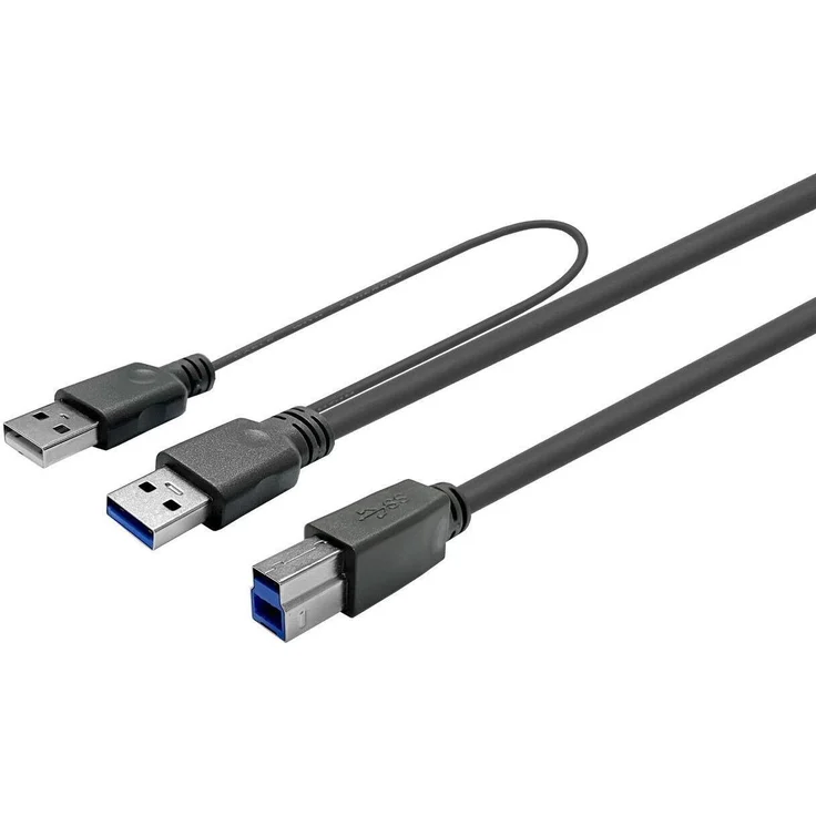 VivoLink PROUSB3AB3C-DUAL, 3 m USB-Kabel, USB A zu USB B, USB 3.2 Gen 1, schwarz