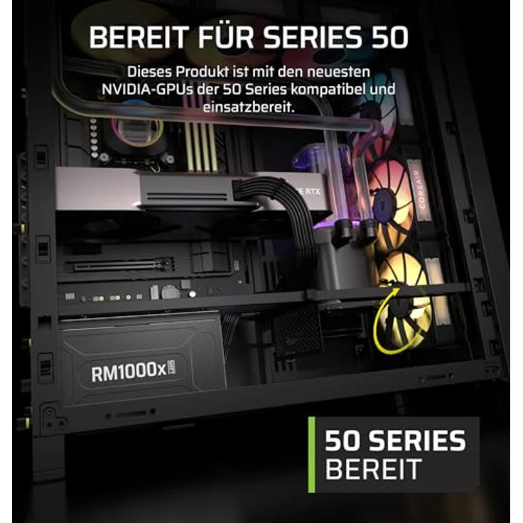 Corsair RM1000x Shift, 1000 Watt ATX 3.1 Netzteil mit 80 Plus Gold Zertifizierung, schwarz, 140 mm, vollständig modular – Bild 3
