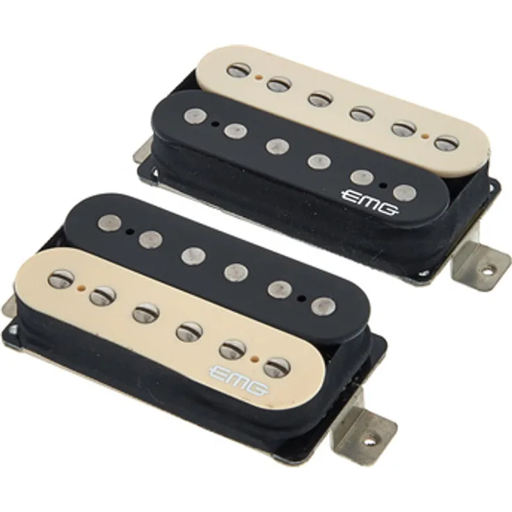 EMG Super 77 Set Zebra, aktiver Humbucker Tonabnehmer mit Keramik Magneten und Solderless Installationssystem, Zebra-Farbe