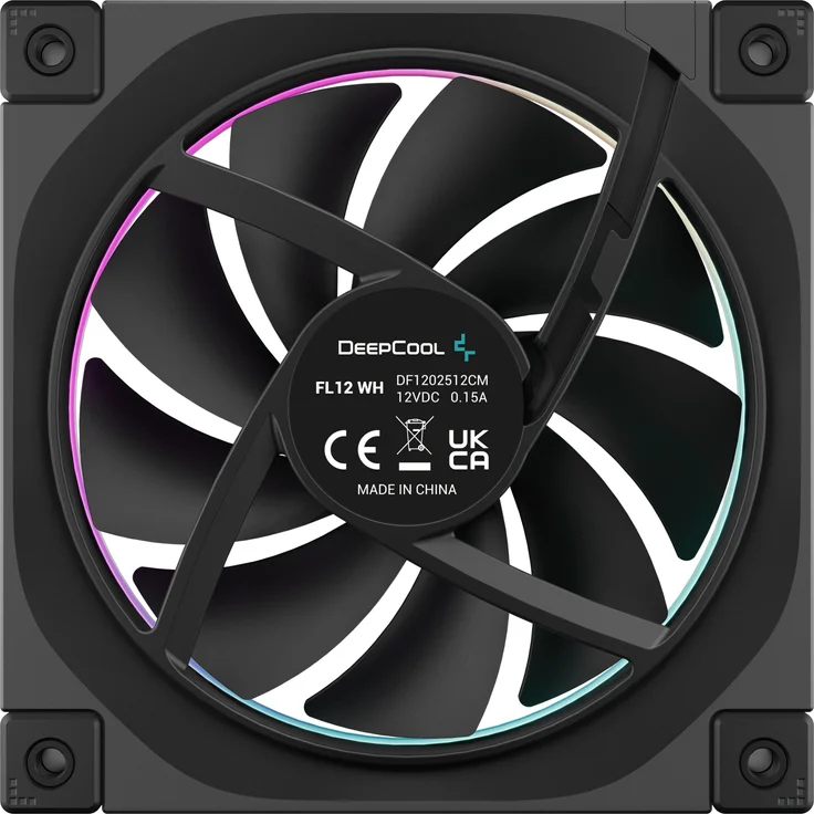 Deepcool FL12, Gehäuselüfter 120 mm mit Lichteffekt und leisem Betrieb, Schwarz