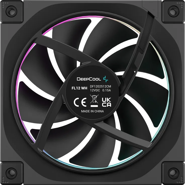 Deepcool FL12, Gehäuselüfter 120 mm mit Lichteffekt und leisem Betrieb, Schwarz