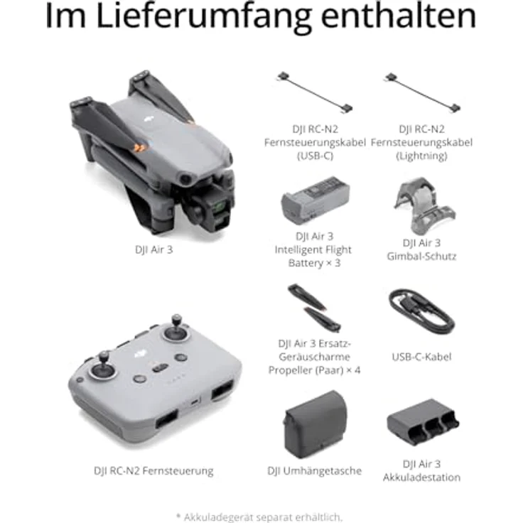 DJI Air 3 Fly More Combo mit Fernsteuerung DJI RC-N2, Drohne mit Kamera für Erwachsene, 4K HDR, 2 Primärkameras, 46 Min. Flugzeit, 48 MP, O4, 2 Zusatzakkus – Bild 5
