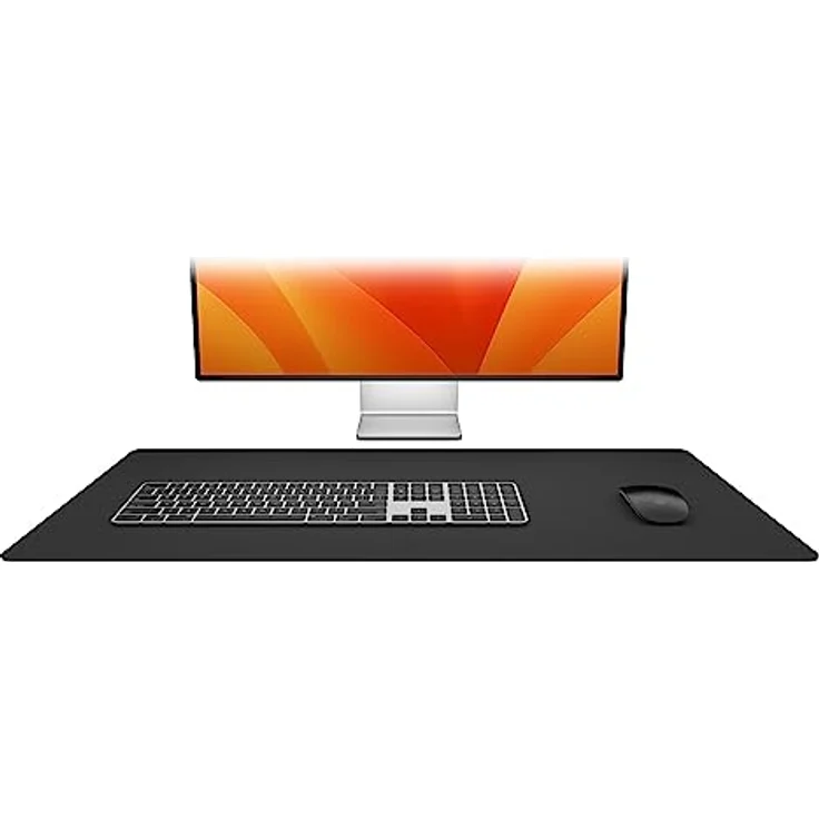 Twelve South DeskPad | Nachhaltige Leder-Verlängerungsmatte für die Maus, spritzwasserfest, rutschfeste Mausoberfläche, optimale Größe für den Displaygebrauch, Schwarz, Mittel – Bild 1
