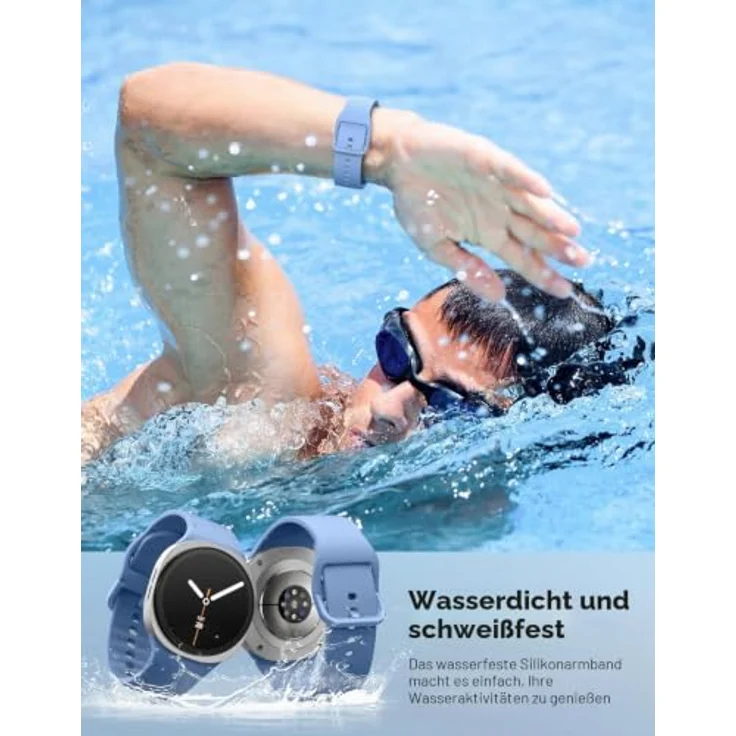 MoKo Sport Armband für Samsung Galaxy Watch 9/8/8 Classic, Silikon, M/L, atmungsaktiv und wasserdicht mit farbenfrohen Nähten – Bild 4