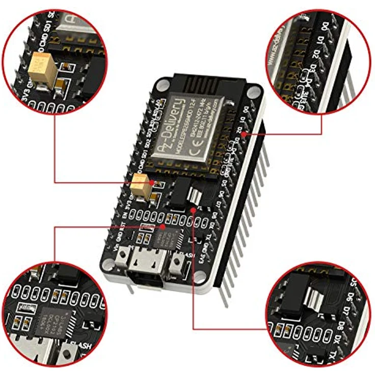 AZDelivery 25 x NodeMCU Amica Modul V2 ESP8266 ESP-12F WiFi Development Board - CP2102 kompatibel mit Arduino - inkl. Installationsanleitung E-Book – Bild 2