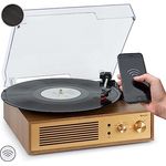 Auna Plattenspieler, Moderner Plattenspieler mit Bluetooth-Sender und -Empfänger, Alu-Frontplatte, Audio-Plattenspieler, Vinyl-Player, Plattenspieler mit Lautsprecher, Retro-Design, Plattenspieler