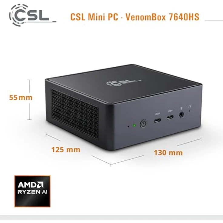 CSL-Computer VenomBox 7640HS Mini-PC, 96GB DDR5-RAM, 2000 GB M.2 SSD, Windows 11 Pro – Bild 2