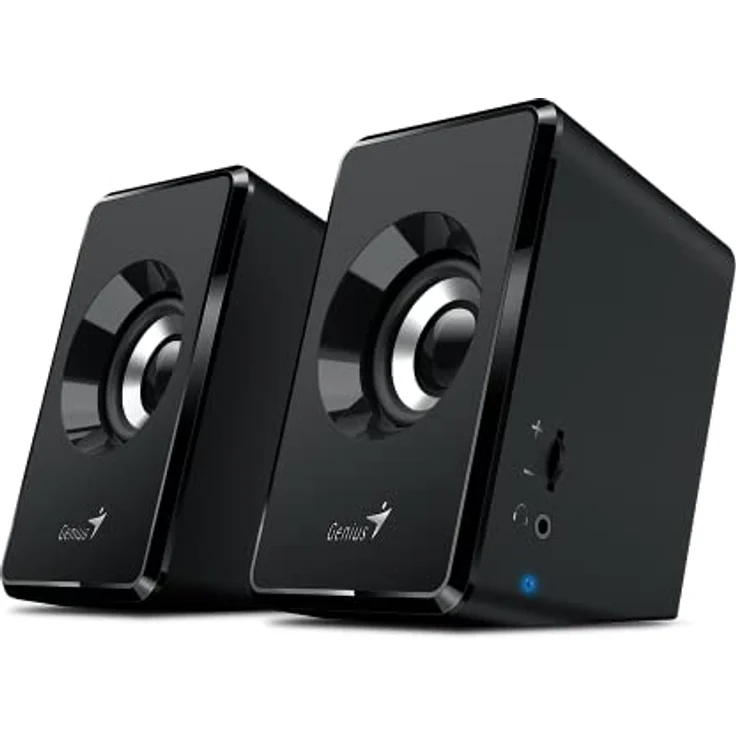 Genius SP-U125 USB-betriebene Stereo-Lautsprecher mit 3,5-mm-Audio-Kopfhöreranschluss, Schwarz – Bild 1