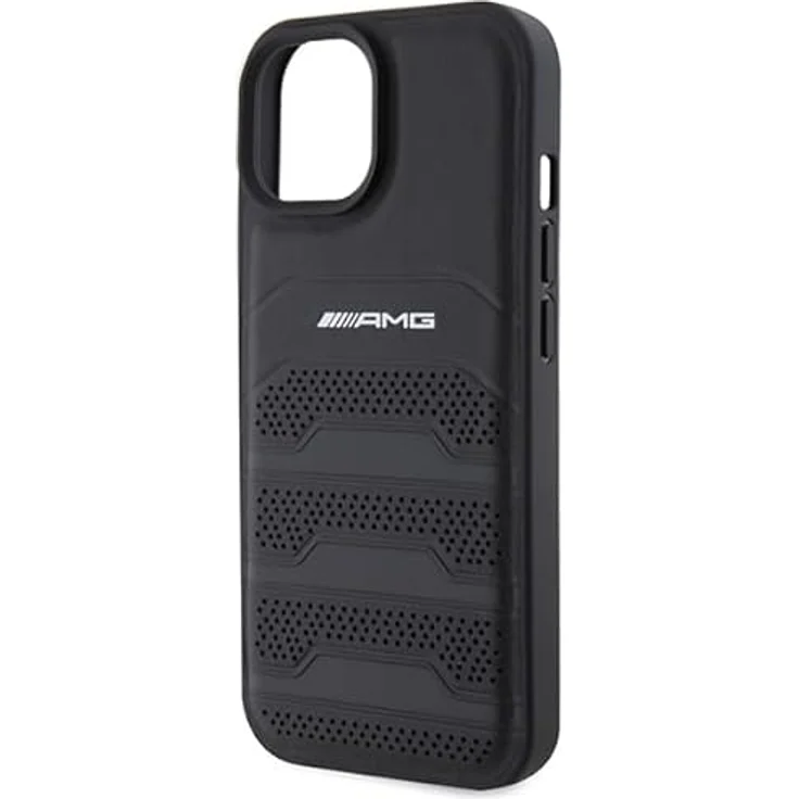Mercedes AMG Leather Debossed Lines Case für iPhone 15 Plus, aus hochwertigem ökologischen Leder, schwarz – Bild 6