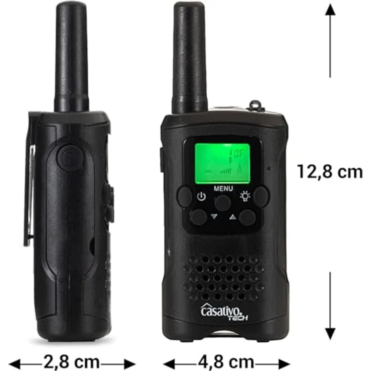 Casativo 2er-Set PMR-Funkgeräte, Walkie Talkie mit VOX und Taschenlampe, 10 km Reichweite, 8 Kanäle, für Abenteuer, Camping und Wandern – Bild 6