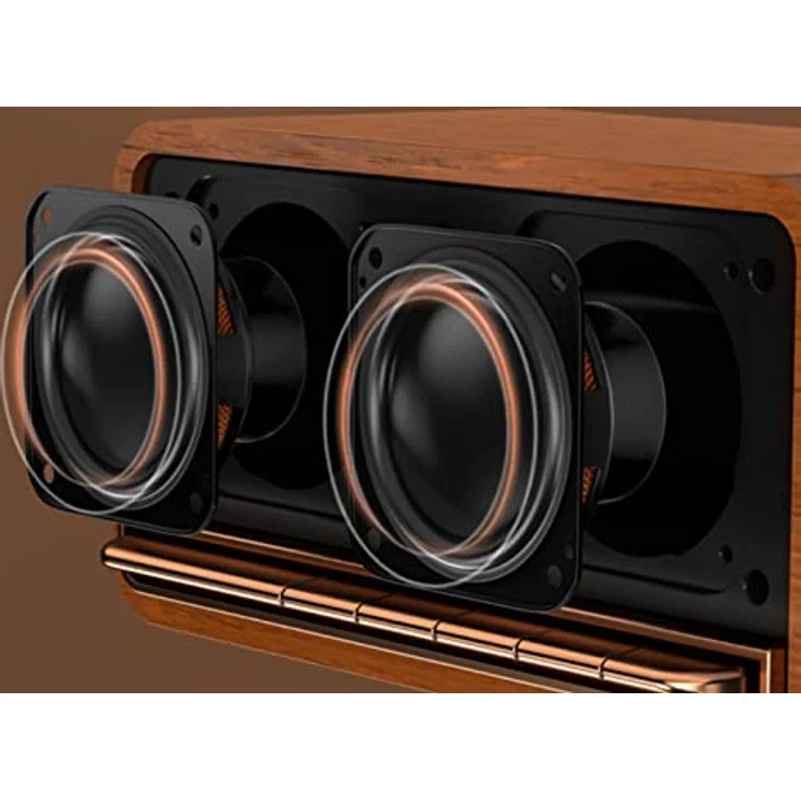Edifier MP230 - Tragbarer Bluetooth-Lautsprecher im Retro-Design, kabellos. Wiedergabe über Bluetooth, AUX und Micro SD Karte | Braun Holz – Bild 5