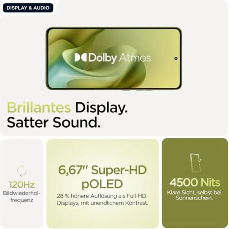 Motorola Moto g86 5G Smartphone, 6,67“-Super-HD-Display, 50-MP-Kamera, 8 GB RAM, 256 GB, 5100 mAh, Android 15, Pantone Golden Cypress, inkl. Schutzcover – Bild 3
