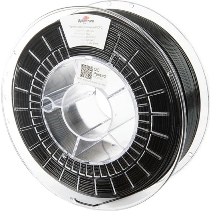 Spectrum Filament PCTG Traffic Black, 1.0kg 1.75mm, hohe Schlagzähigkeit und chemische Beständigkeit, geruchlos, unkomplizierte Verarbeitung