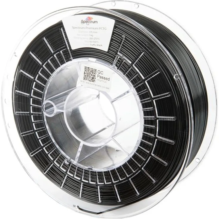 Spectrum Filament PCTG Traffic Black, 1.0kg 1.75mm, hohe Schlagzähigkeit und chemische Beständigkeit, geruchlos, unkomplizierte Verarbeitung