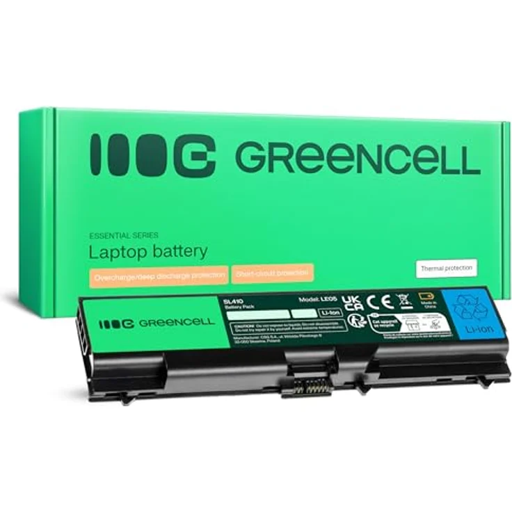 Green Cell Laptop-Batterie, 6 Zellen, 4400 mAh, Schwarz, kompatibel mit Lenovo ThinkPad Edge 14/15, E525, T410, T420, T510, T520, W510 – Bild 1