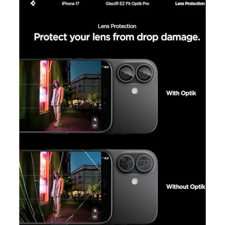 Spigen Glas.tR EZ Fit Optik Pro, Tempered Glass für iPhone 16 Plus Kamera, 2er Pack, Transparent – Bild 5