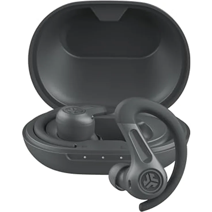 JLab JBuds Air Sport ANC 4, Noise Cancelling In Ear Sportkopfhörer mit Bluetooth, 60+ Std. Akkulaufzeit, IP66 schweißresistent, Schwarz