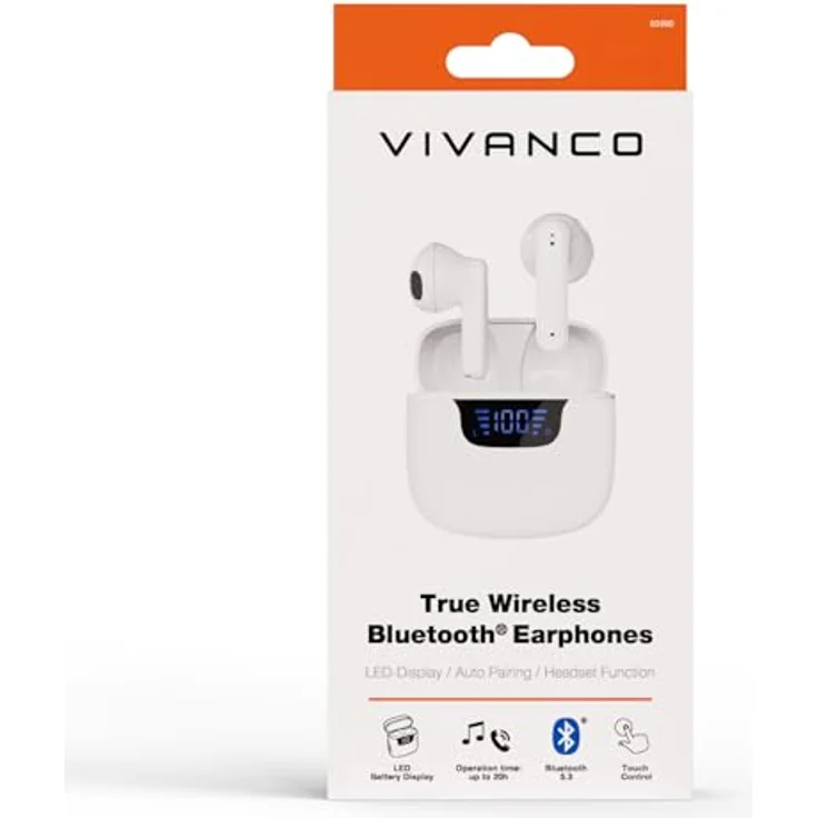 VIVANCO Bluetooth® Union Pair TWS Digital-Display In-Ear Kopfhörer, LED-Display, bis zu 20 Stunden Wiedergabezeit - Schwarz – Bild 7