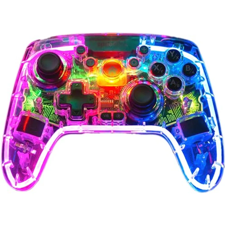 Speedlink RAIT NX RGB Gamepad, Wireless/Wired Controller für PC/Android/Switch OLED/Lite, transparente Optik, RGB-Beleuchtung, 600mAh Akku – Bild 1