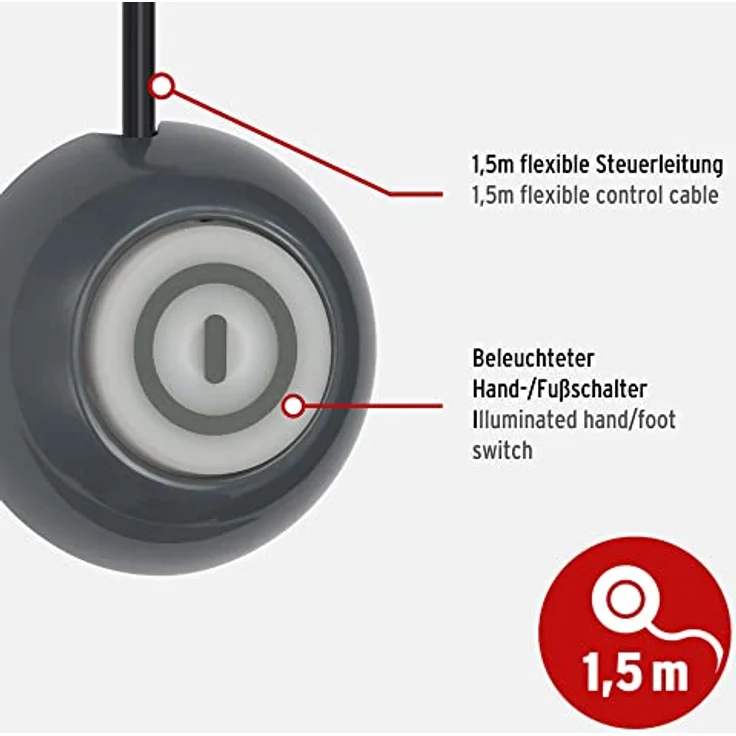 Brennenstuhl Eco-Line Comfort Switch Plus, Steckdosenleiste 6-fach (2 permanente, 4 schaltbare Steckdosen, beleuchteter Fußschalter) anthrazit – Bild 3