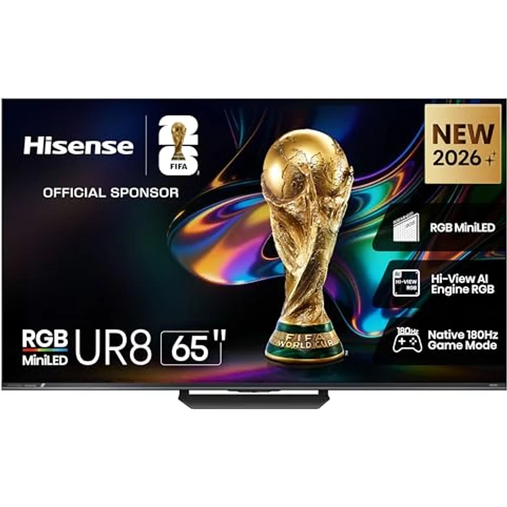Hisense 65UR8S, 65 Zoll Mini LED Smart TV mit 180 Hz Gaming-Modus, Hi-View AI Engine RGB, 2.1.2 Surround Sound, Dolby Vision IQ und HDR10+