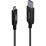LINDY 10m USB 3.2 Gen 1 Typ A an C Hybridkabel, SuperSpeed mit 5 Gbit/s, Schwarz