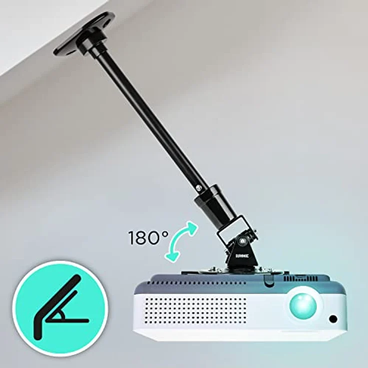 Duronic PB02XL Beamer Halterung | Projektor Deckenhalterung | drehbar und schwenkbar | Heimkino | Traglast bis zu 10 kg | 360° Rotation – Bild 5