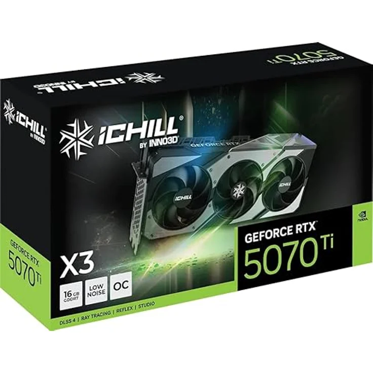 Inno3D GeForce RTX 5070 Ti iCHILL X3, 16 GB GDDR7 Grafikkarte mit robustem Dreifach-Lüfter-Kühlsystem und Boost-Taktfrequenz bis zu 2670 MHz – Bild 5