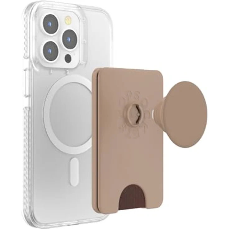 PopSockets PopWallet, Telefon-Geldbörse mit MagSafe-Adapterring, erweiterter Griff, kabellos aufladbar, süßer PopSocket - Latte – Bild 5