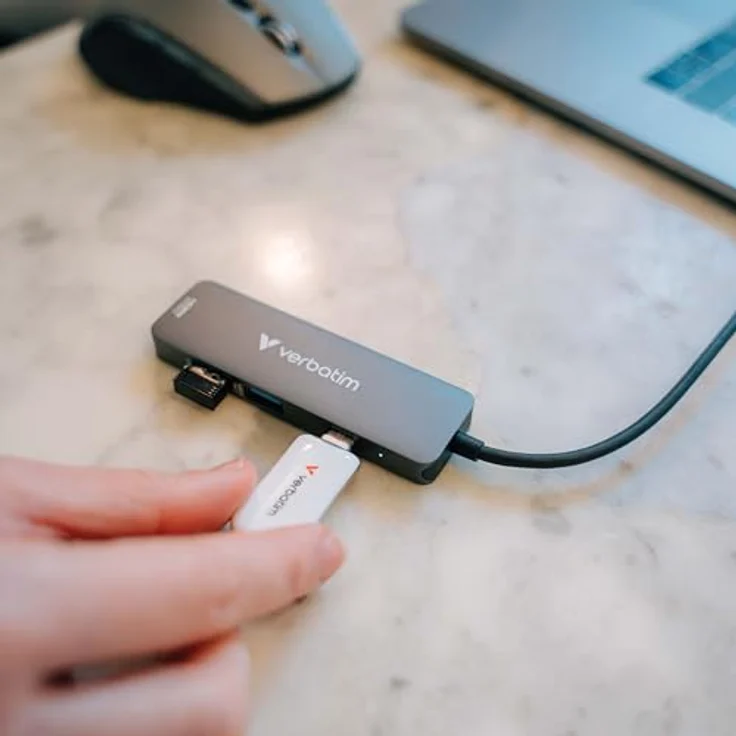Verbatim USB-C Essentials Multiport Hub, 4 Ports: 1 x USB-A 2.0, 1 x USB-A 3.0/3.2 Gen 1, 1 x USB-C 3.0/3.2 Gen 1 mit 4K HDMI und bis zu 100W Power Delivery – Bild 4