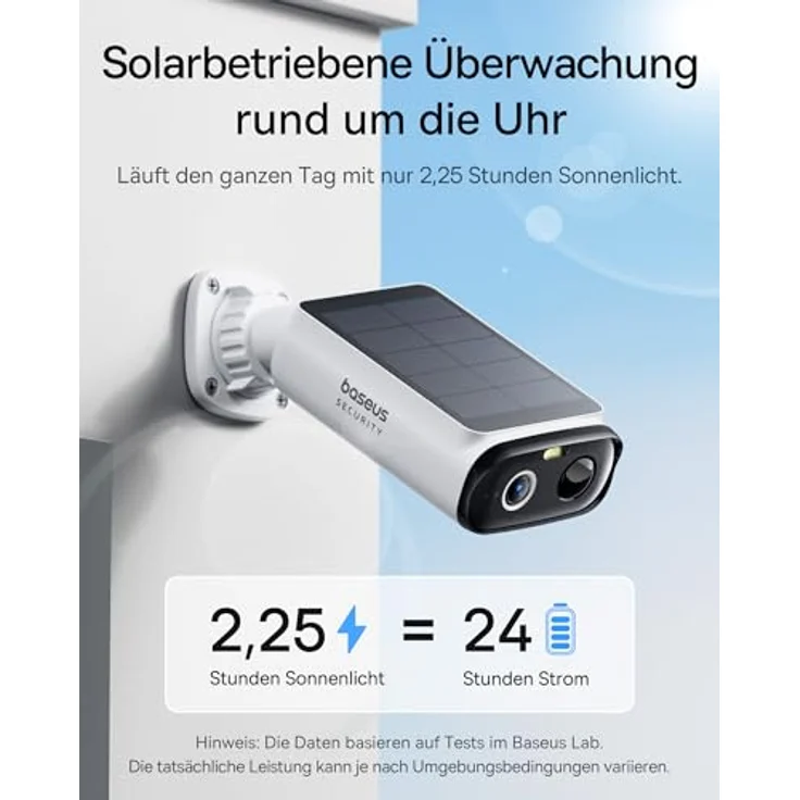 Baseus Security S1 Lite Solocam, 2K Außenüberwachungskamera mit Solar-Akku, IP67 wetterfest, 135° Sichtfeld, Farb-Nachtsicht, WLAN, keine Gebühren, kompatibel mit Alexa & Google – Bild 2